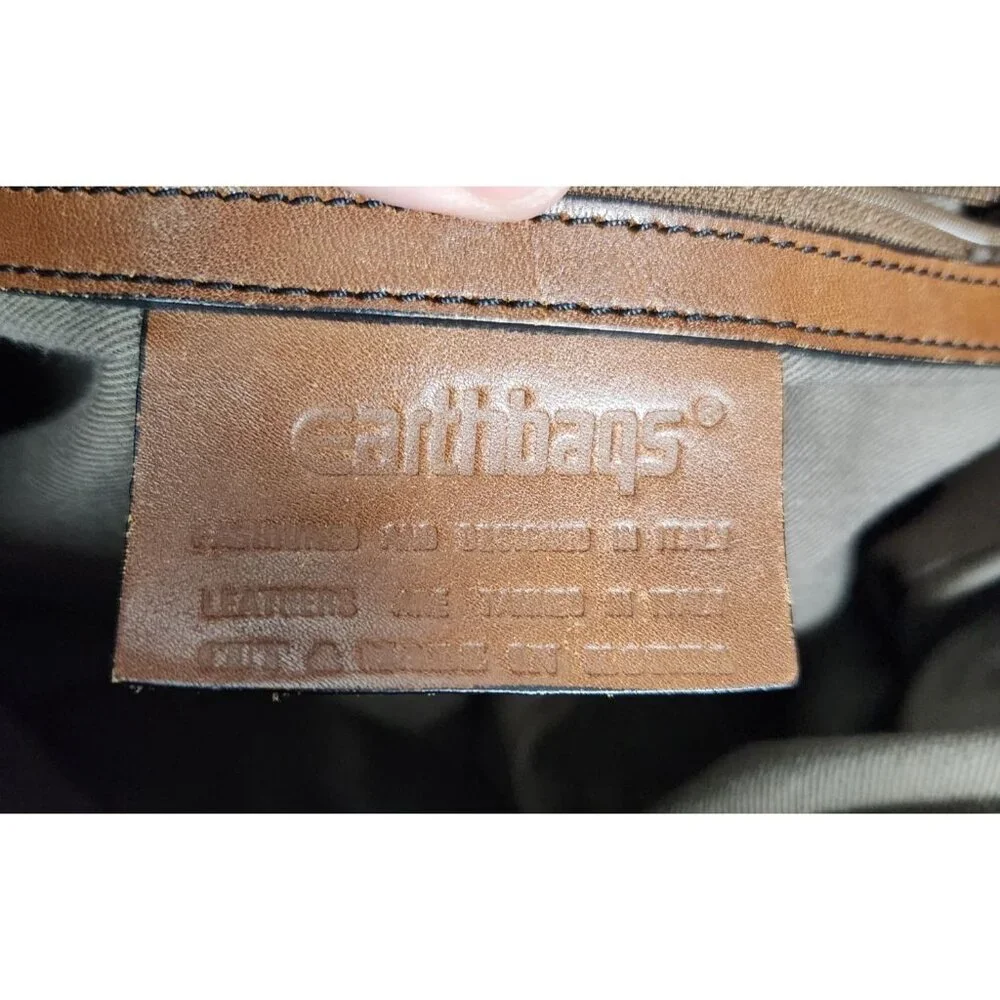 Earthbags Large Black & Brown Leather Tote / Messenger Bag